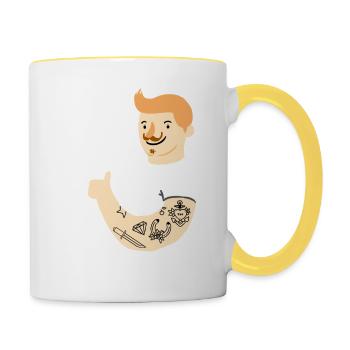 Tattoo Motive - Dad Life - Tattooed Art Ink - Contrasting Mug - white/yellow - Right