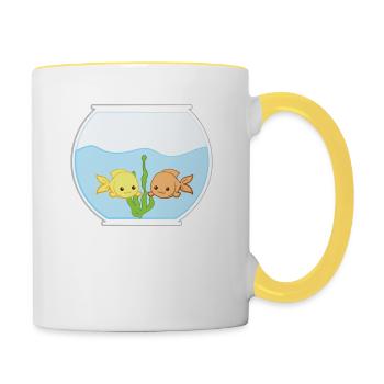 Fish - Fish Holder - Aquarist - Funny - Lol - Contrasting Mug - white/yellow - Right