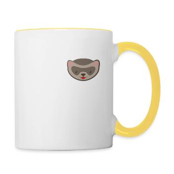 Frettchenfreund - Frettchen - Lustig - Geschenk - Tasse zweifarbig - Weiß/Gelb - Rechts