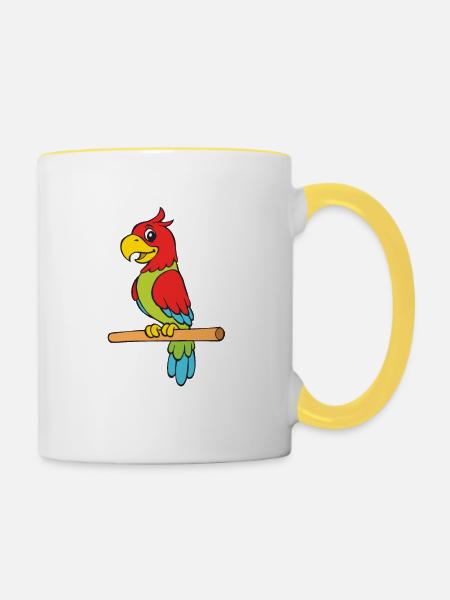 Bunter Papagei - Tasse zweifarbig - Weiß/Gelb