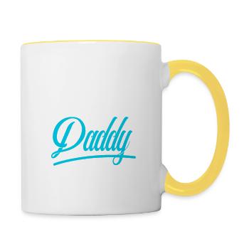 Bald Vater! Werdender Papa Geschenk Kind kommt - Tasse zweifarbig - Weiß/Gelb - Rechts