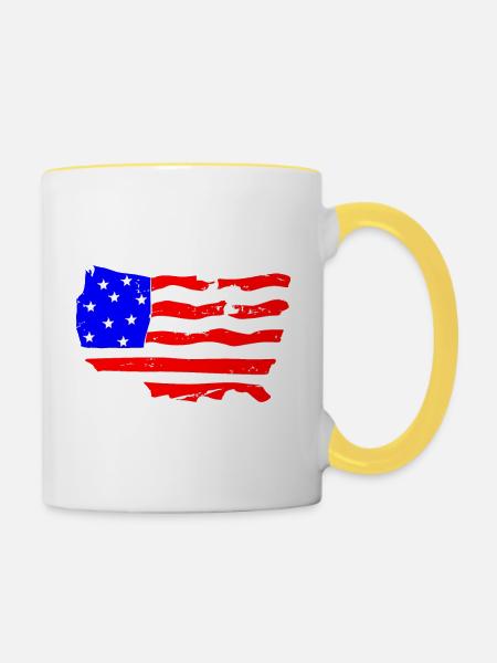 USA - Tasse zweifarbig - Weiß/Gelb