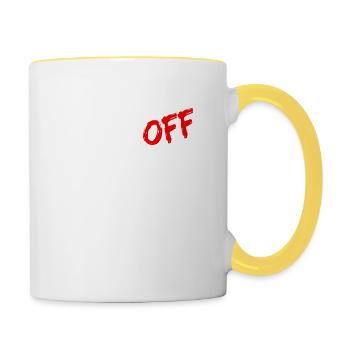 Fuck off, piss you, gift - Contrasting Mug - white/yellow - Right