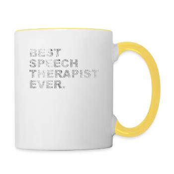 Bester Sprachtherapeut aller Zeiten Geschenk - Tasse zweifarbig - Weiß/Gelb - Rechts