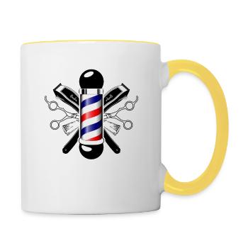 Cadeau de Barbe Boutique Barber rétro - Mug contrasté - blanc/jaune - Droite
