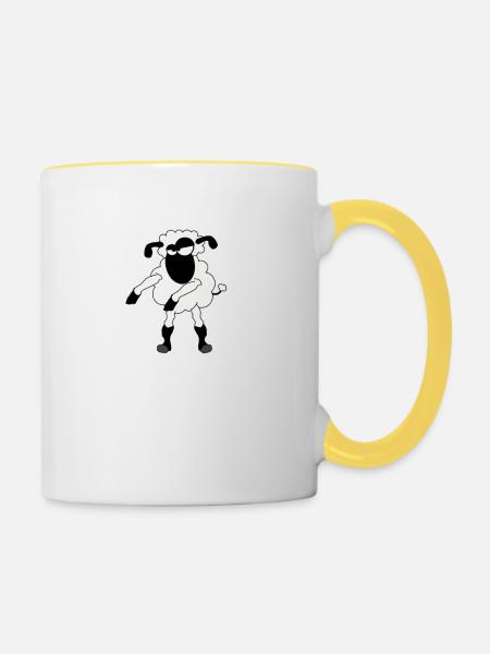Floss Dance Move Schafe - Tasse zweifarbig - Weiß/Gelb