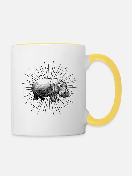 Nilpferd - Tasse zweifarbig - Weiß/Gelb