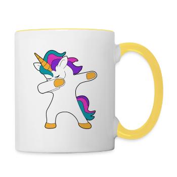 Unicorn dancing party move - Contrasting Mug - white/yellow - Right