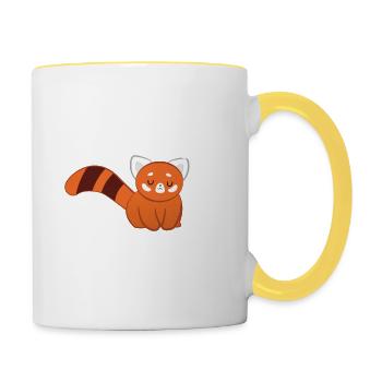 Red Panda - Cat Bear - Panda lover - Panda - Contrasting Mug - white/yellow - Right