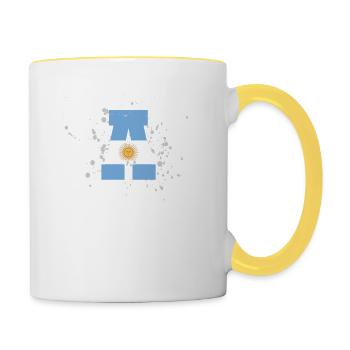 Argentina flag coat of arms - Contrasting Mug - white/yellow - Right
