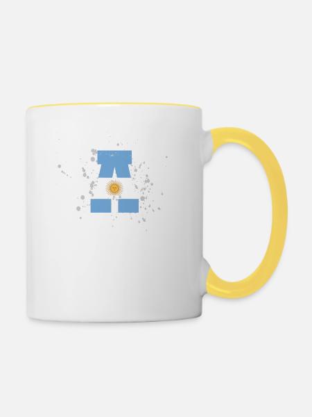 Armoiries du drapeau de l'Argentine - Mug contrasté - blanc/jaune