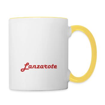 Lanzarote thérapie - Mug contrasté - blanc/jaune - Droite