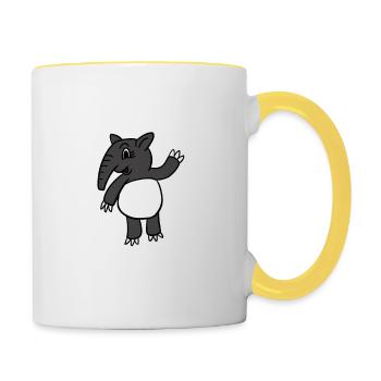 T-shirt Crazy Tapir Lady Cravate Tapay Malayan drôle - Mug contrasté - blanc/jaune - Droite