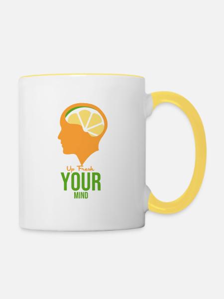 Fresh your mind - Tasse zweifarbig - Weiß/Gelb