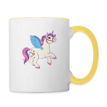 Licorne pour les filles - Mug contrasté - blanc/jaune - Droite