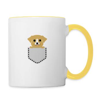 Sweet dog in a bag - Contrasting Mug - white/yellow - Right