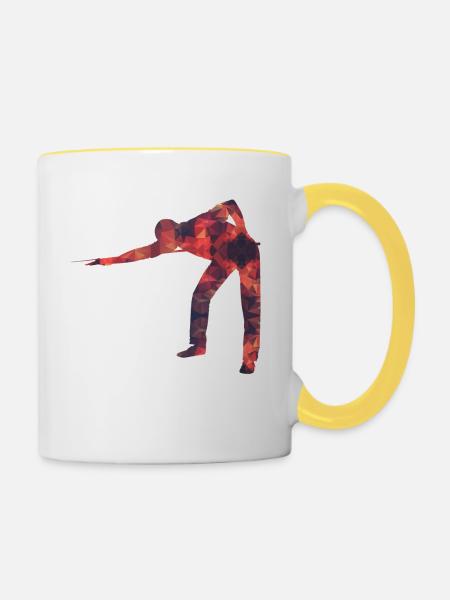 Snooker / Billard / Pool - Tasse zweifarbig - Weiß/Gelb