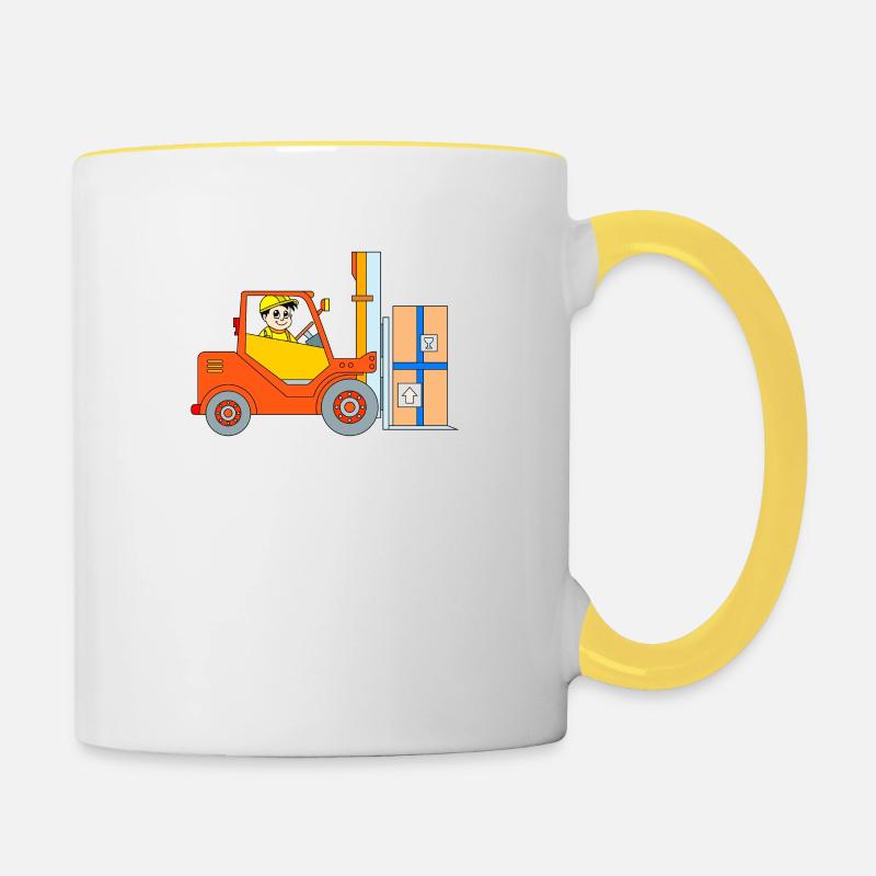 Gabelstapler - Tasse zweifarbig - Weiß/Gelb