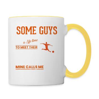 Soccer Football Favorite Joueur Football Papa - Mug contrasté - blanc/jaune - Droite