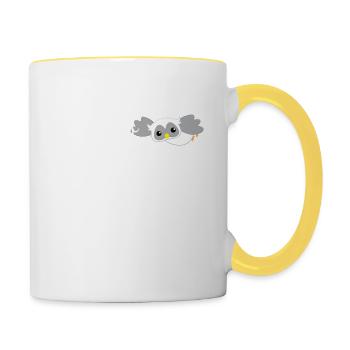 Eule - Uhu - Kauz - Eulen T-Shirt - Be Yourself - Tasse zweifarbig - Weiß/Gelb - Rechts