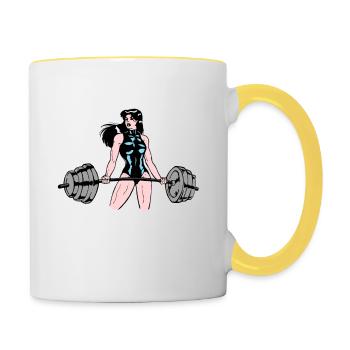 I Could Deadlift You Women Gym Workout Motivation - Contrasting Mug - white/yellow - Right