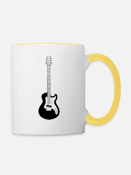 Gitarre - Tasse zweifarbig - Weiß/Gelb