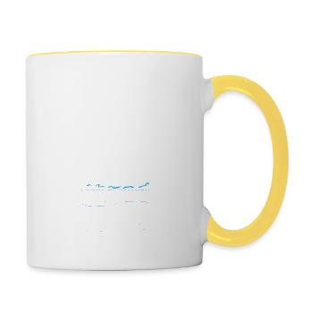 Je joue toujours avec des bateaux cadeau - Mug contrasté - blanc/jaune - Droite