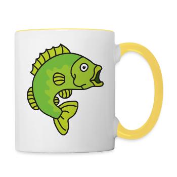 Barsch Fische - Tasse zweifarbig - Weiß/Gelb - Rechts
