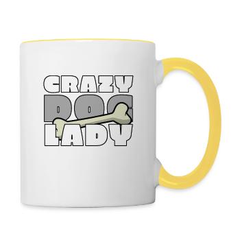 Dame de chien folle - Mug contrasté - blanc/jaune - Droite