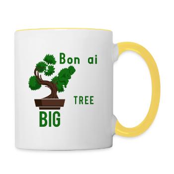 Petit arbre Big Dreams-Bonsai jardinier cadeau - Mug contrasté - blanc/jaune - Droite