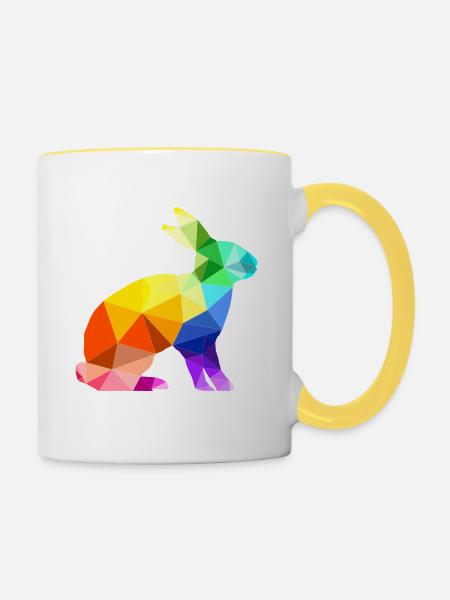 Hase - Tasse zweifarbig - Weiß/Gelb