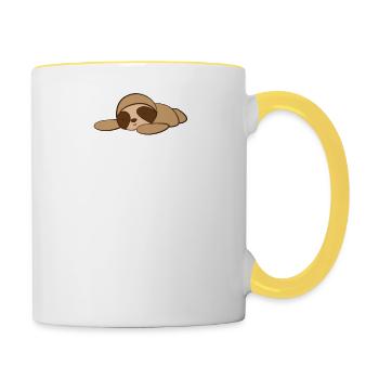 Faultier - Faul - Faultier T-Shirt - Be Yourself - Tasse zweifarbig - Weiß/Gelb - Rechts