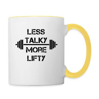 Talky Lifty Bodybuilding Powerlifting Gymnase de levage - Mug contrasté - blanc/jaune - Droite