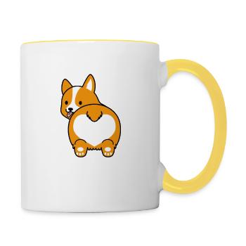 Corgi Gorgeous dog puppy fluffy - Contrasting Mug - white/yellow - Right