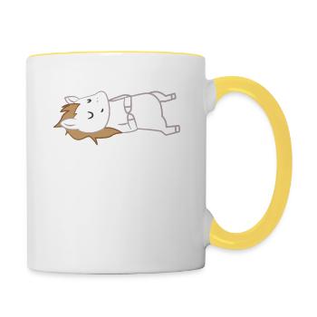Cheval - T-Shirt Chevaux - Amoureux des chevaux - Sommeil - Mug contrasté - blanc/jaune - Droite