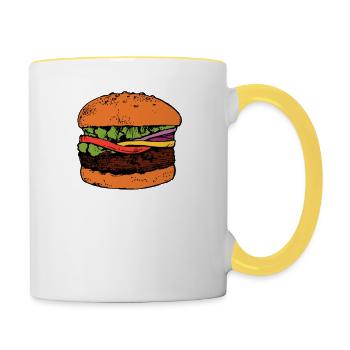 Burger Hamburger Cheeseburger Fast Food Hunger - Mug contrasté - blanc/jaune - Droite
