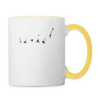 Evolution Rockstars Gitarre E-Gitarre Geschenk - Tasse zweifarbig - Weiß/Gelb - Rechts
