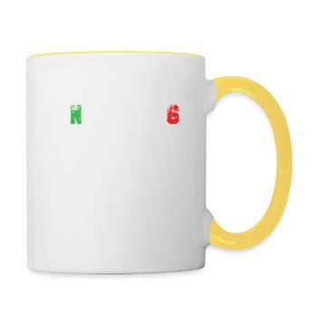 Motard, motocyclette - Mug contrasté - blanc/jaune - Droite
