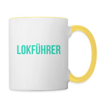 Einmal Lokführer, immer Lokführer - Tasse zweifarbig - Weiß/Gelb - Rechts