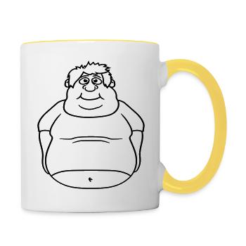 kreis ball mann fett dick clipart comic cartoon lu - Tasse zweifarbig - Weiß/Gelb - Rechts