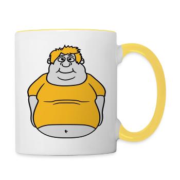 kreis ball mann fett dick clipart comic cartoon lu - Tasse zweifarbig - Weiß/Gelb - Rechts