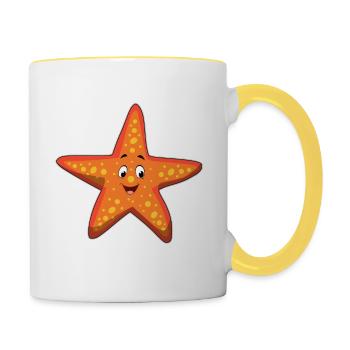Idée cadeau - Mug contrasté - blanc/jaune - Droite