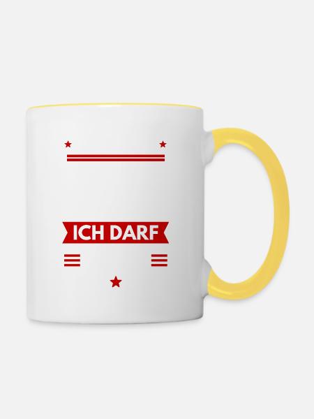 Ich bin 60 ich darf das, 60. Geburtstag, Geschenk - Tasse zweifarbig - Weiß/Gelb