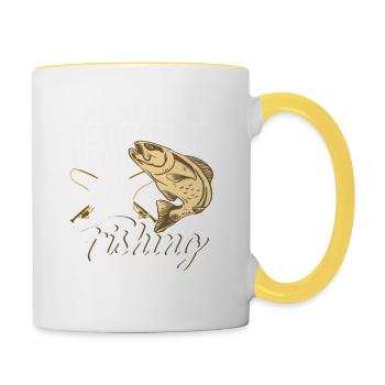 Pêcheur à la ligne pêche pêche cadeau de pêche - Mug contrasté - blanc/jaune - Droite