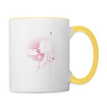 Pole Fitness Tshirt Geschenk - Tasse zweifarbig - Weiß/Gelb - Rechts