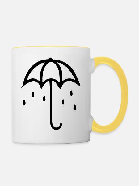 regenschirm - Tasse zweifarbig - Weiß/Gelb