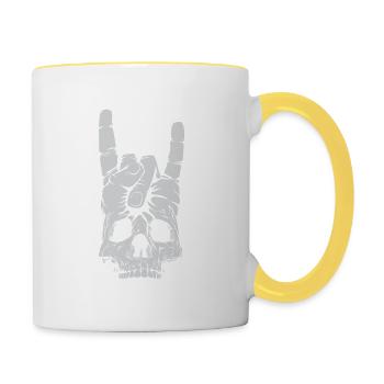Heavy Metal Rock Hand - Tasse zweifarbig - Weiß/Gelb - Rechts