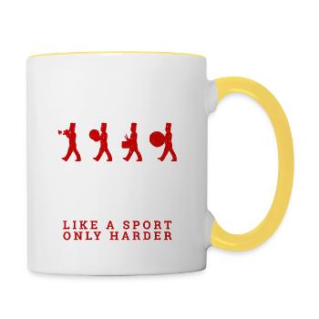 Saison de sport de bande de Marching TShirt comme un sport - Mug contrasté - blanc/jaune - Droite