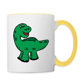 Dino dinosaur in green - Contrasting Mug - white/yellow - Right