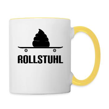 Skateboard driver wheelchair funny word game - Contrasting Mug - white/yellow - Right
